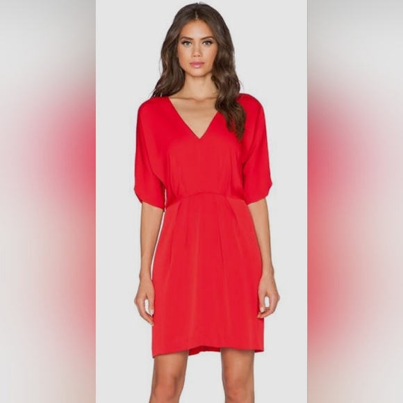 REVOLVE Dresses & Skirts - REVOLVE , 100% Silk, MILLY Vibrant Red Midi Dress